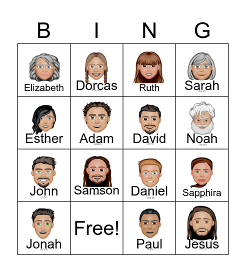 BIBLE CHARACTER BINGO Card