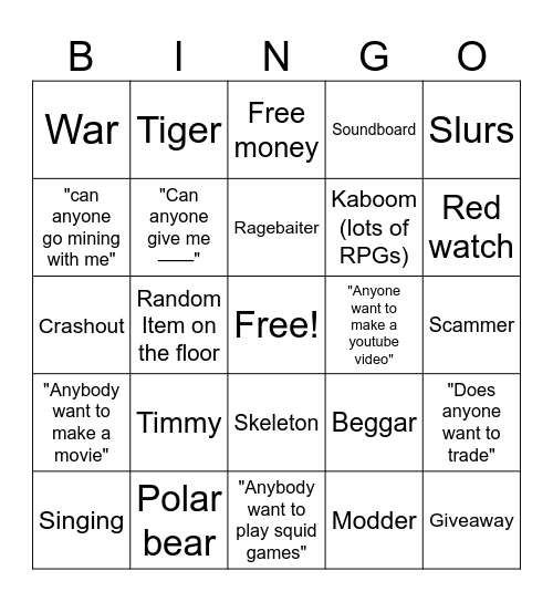 AC Bingo Card