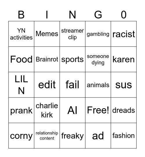 Instagram Reels Bingo Card