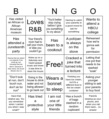 Black Bingo Card
