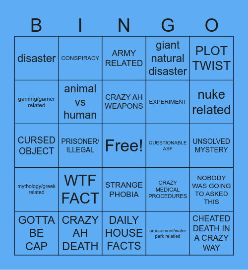 zack d Bingo Card