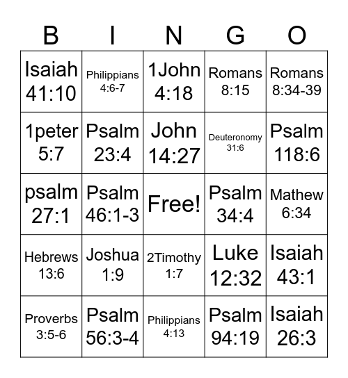 Bible Scriptures For NEXGEN Bingo Card