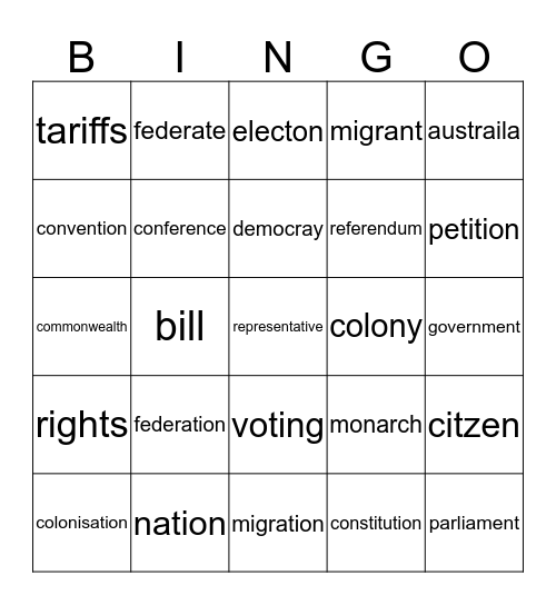 federation bingo Card