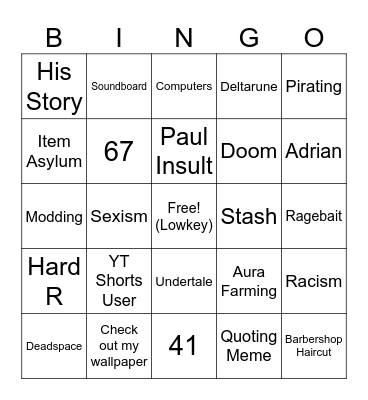 Mason Bingo Card