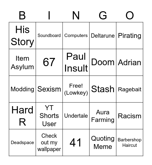 Mason Bingo Card