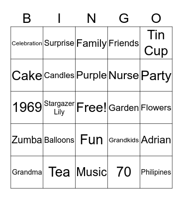 Happy Birthday, Evelyn Bingo Card