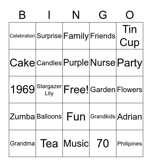 Happy Birthday, Evelyn Bingo Card