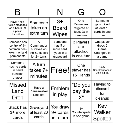 TOS BINGO Card
