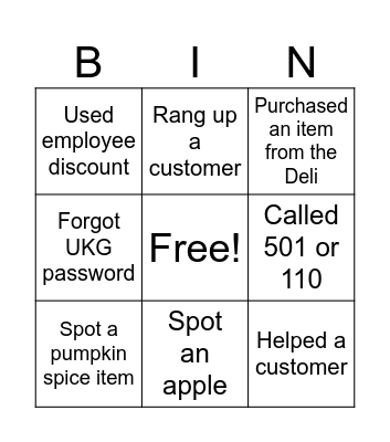 September Game Bingo Card
