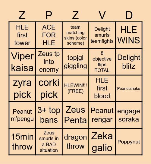 HLE SERVER BINGO Card
