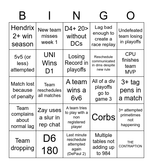 CKL Season 5 Bingo Card Bingo Card