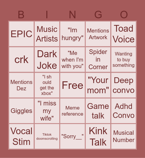 ﹒Em's VC﹒ Bingo Card