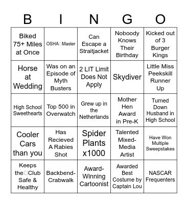 Members Bingo Card