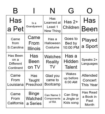 Chicago Bingo Card