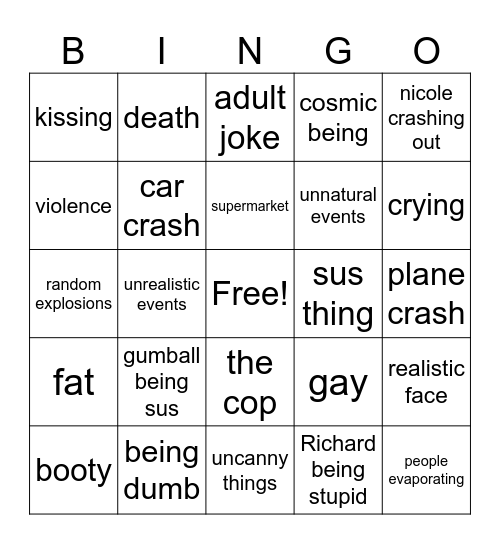 gumball bingo Card