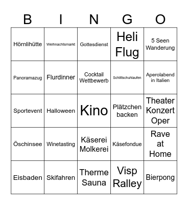 UHU Bingo Card
