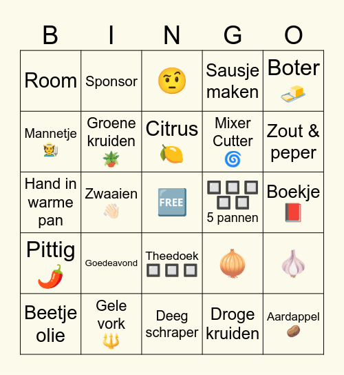 Dagelijkse Kost Bingo Card