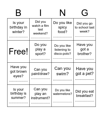 Find someone who Bingo Card