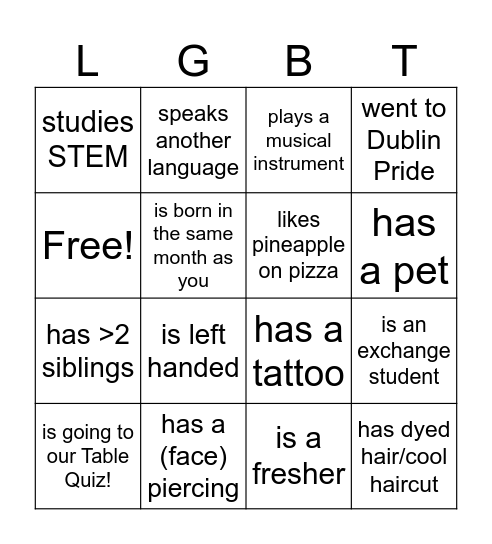 Find someone who… Bingo Card