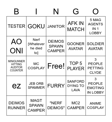 RC bingo Card