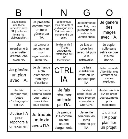 CTRL IA Bingo Card
