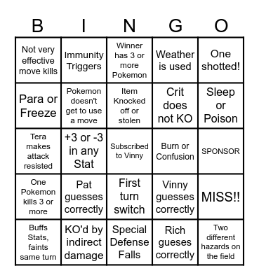 Then we fight bingo Vinny Competitive Bingo Card