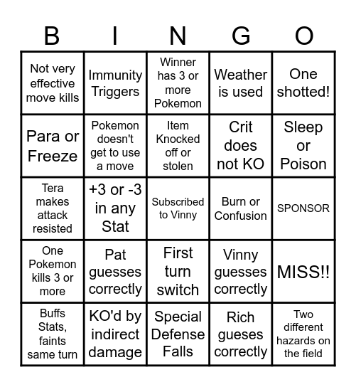 Then we fight bingo Vinny Competitive Bingo Card