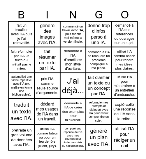 CTRL IA Bingo Card