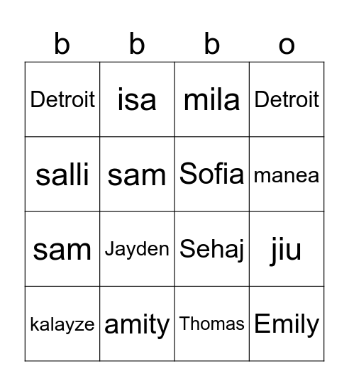 miss jones bingo Card