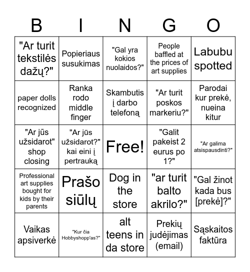 ArtInn Bingo 2025 Bingo Card