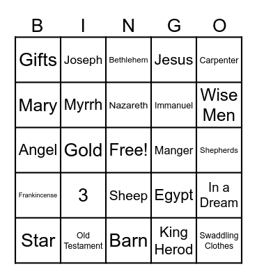 Baby Jesus Bingo Card