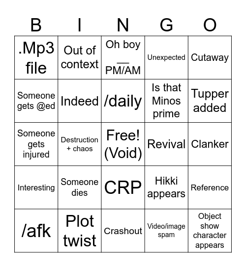 Silly interactions bingo Card