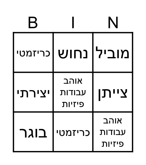 תכונות Bingo Card