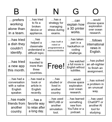 Find someone who... Bingo Card