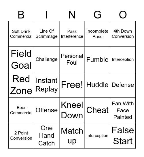 Football Bingo Card