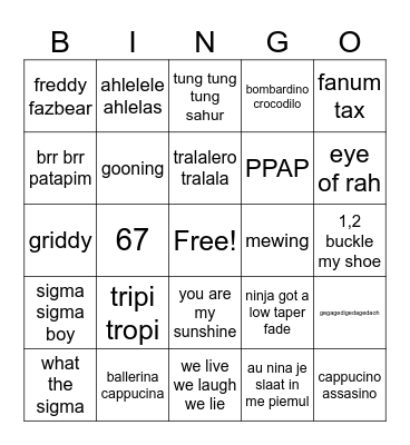 Untitled Bingo Card