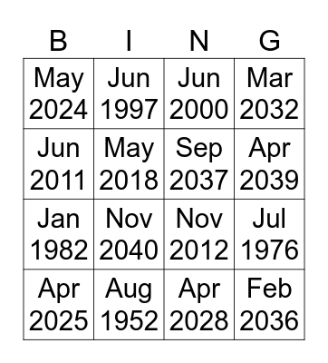 T.E. Baxter Elementary School Bingo Card