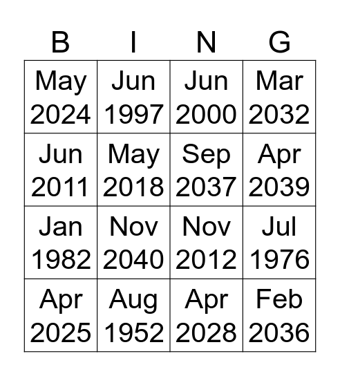 T.E. Baxter Elementary School Bingo Card