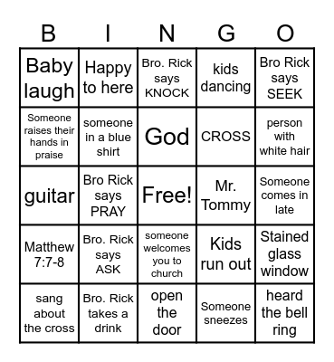 ASK, SEEK, KNOCK Bingo Card
