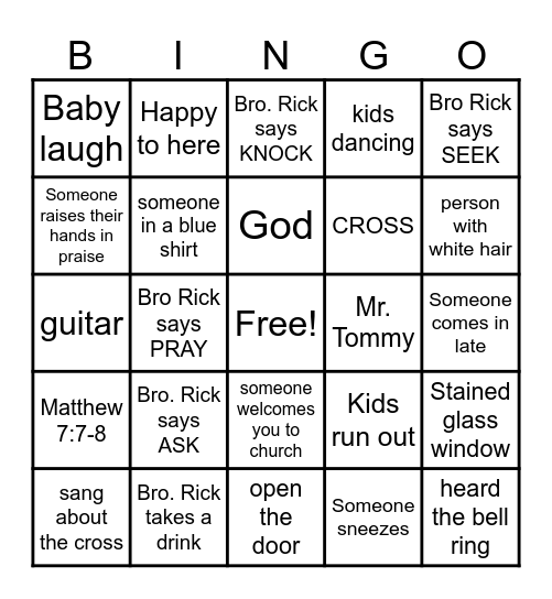 ASK, SEEK, KNOCK Bingo Card