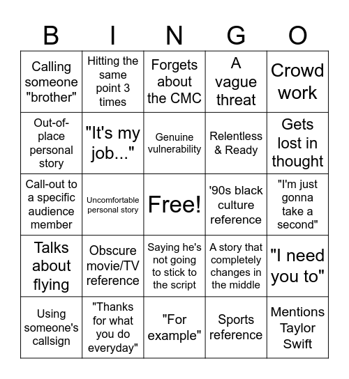 Warhawk-01 Bingo Card