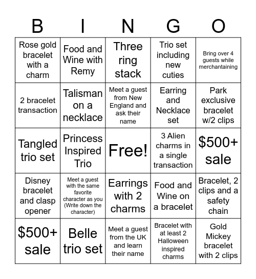 Pandora Bingo Card