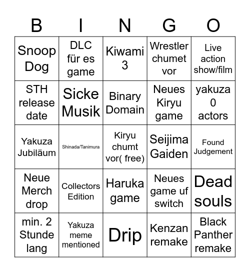 RGG Summit Bingo Card