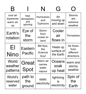 Bill Nye Storms Bingo Card