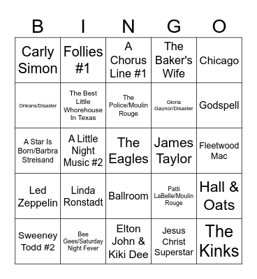 SEVENTIES 16 BAR Bingo Card