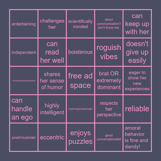 Are you Fawn's type? Bingo Card