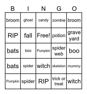 Halloween bingo Card