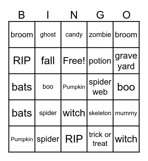 Halloween bingo Card