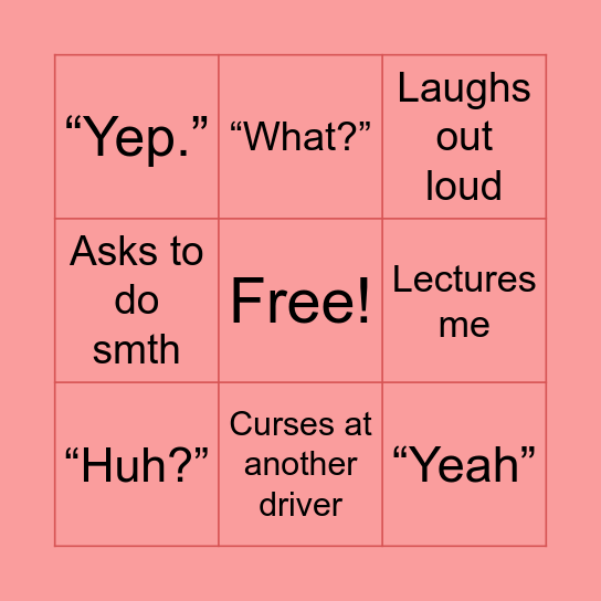 Mom bingo Card
