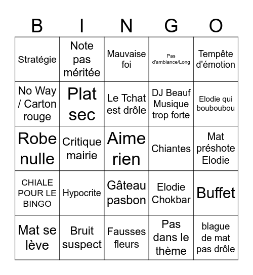 4 MARIAGES POTOMAT Bingo Card